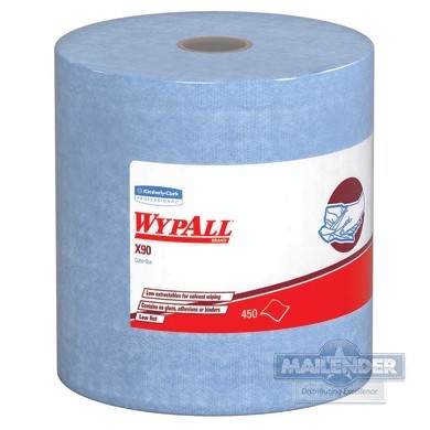 WYPALL X90 EXTENDED USE CLOTH WIPER JUMBO ROLL BLUE 450CT 11.8 X 12.6"