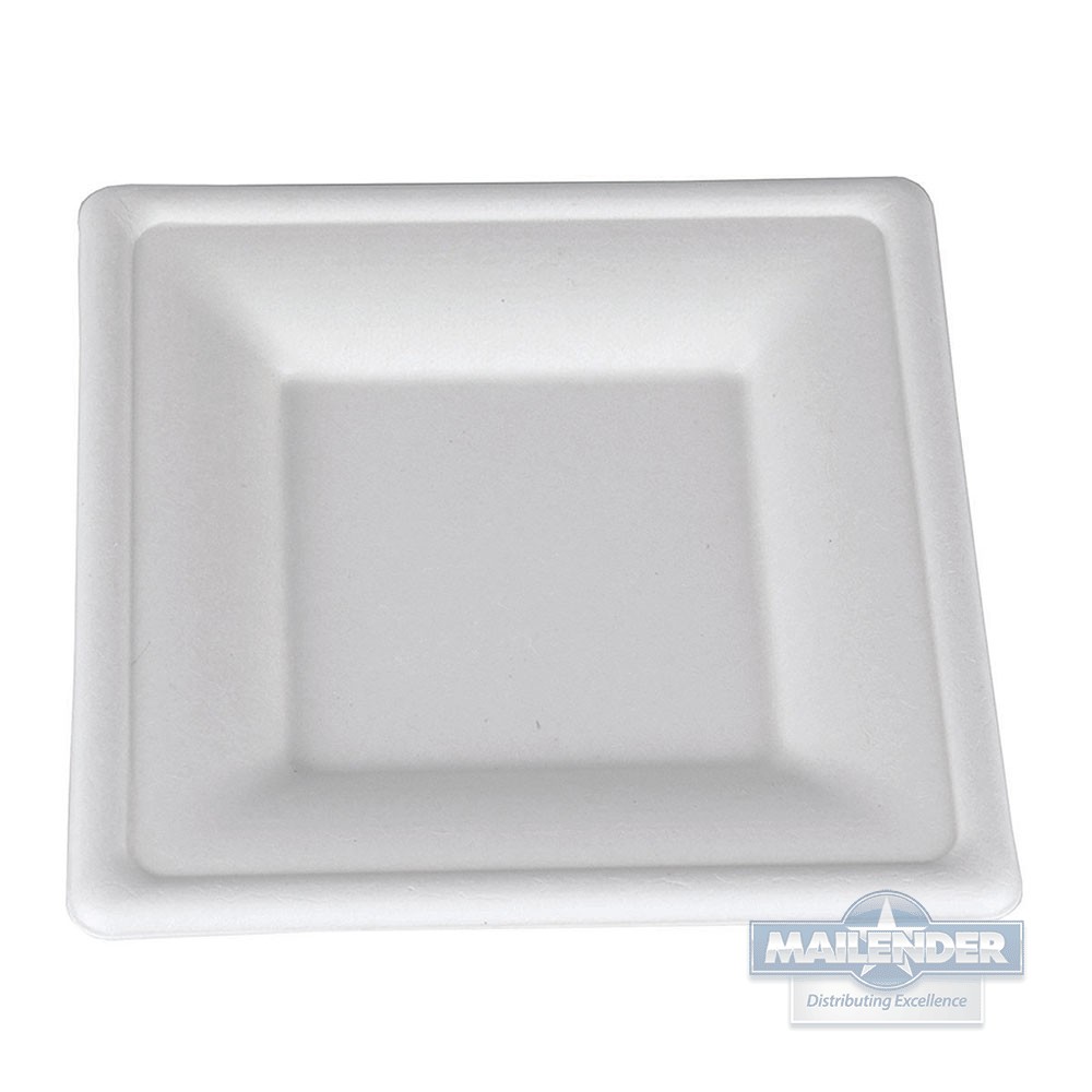 6" BAGASSE MICROWAVABLE MOLDED FIBER SQUARE PLATE 500/CA