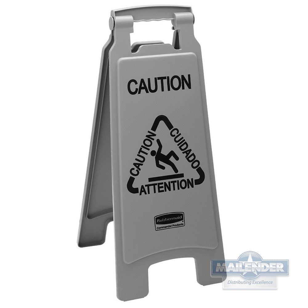 MULTILINGUAL CAUTION SIGN 2 SIDED, 26" GRAY  6/CA