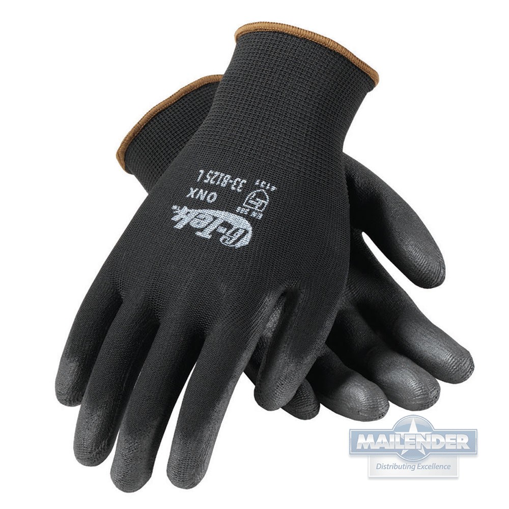 SEAMLESS KNIT NYLON BLEND GLOVE WITH POLYURETHANE COATED FLAT GRIP ON PALM & FINGERS