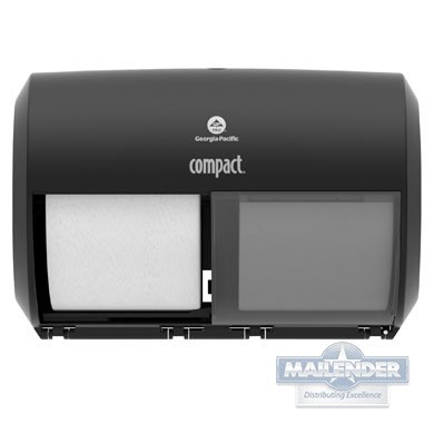 COMPACT BLACK SIDE-BY-SIDE DOUBLE ROLL TOILET PAPER DISPENSER