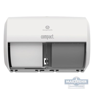 COMPACT WHITE SIDE-BY-SIDE DOUBLE ROLL TISSUE DISPENSER