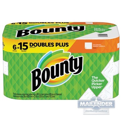BOUNTY DOUBLE PLUS 2-PLY KITCHEN ROLL TOWEL 11"X10.2" 90 SHEETS WHITE