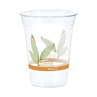 BARE ECO COLD CUP 16OZ LEAF DESIGN CLEAR