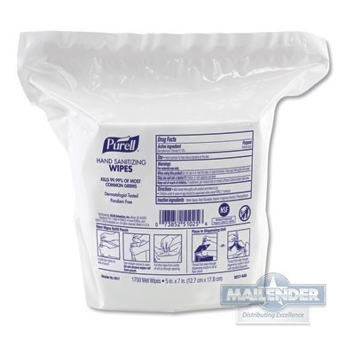 PURELL HAND SANITIZING WIPES REFILL 5"X7" ALCOHOL FREE 1700CT
