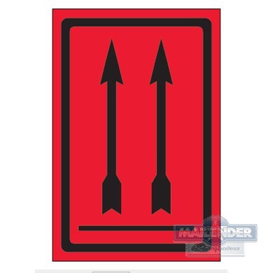 4"X6" FLUORESCENT RED TWO ARROWS UP OVER BAR