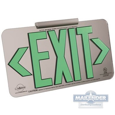 UL LISTED EXIT SIGN LUCITE MIRRORED W/MOUNTING BRACKETS GREEN