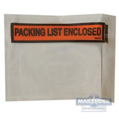 PACKING LIST ENVELOPE 7"X5.5" ENCLOSED TOP PANEL