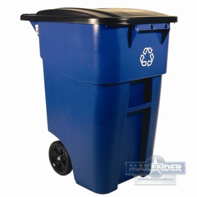 BRUTE RECYCLING ROLLOUT CONTAINER 50 GAL SQUARE BLUE