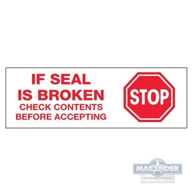 3"X110YD STOP IF SEAL BROKEN PRINTED CARTON SEALING TAPE