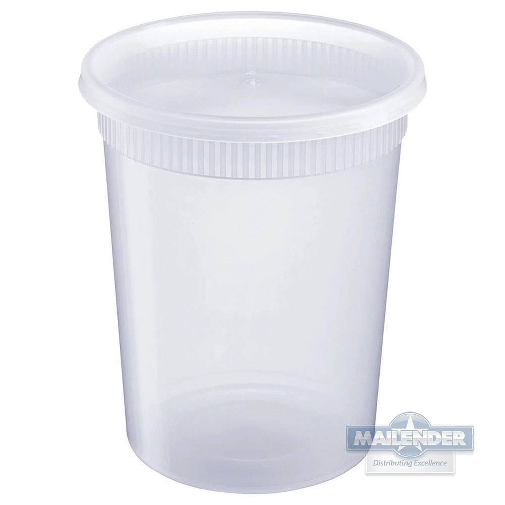 VICTORIA BAY DELI CONTAINER BASE & LID COMBO 32 OZ PP CLEAR ROUND HEAVY DUTY 240/CA