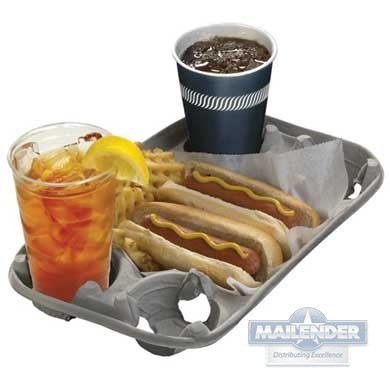4 CUP MOLDED FIBER DRINK CARRIER W/ FOOD TRAY